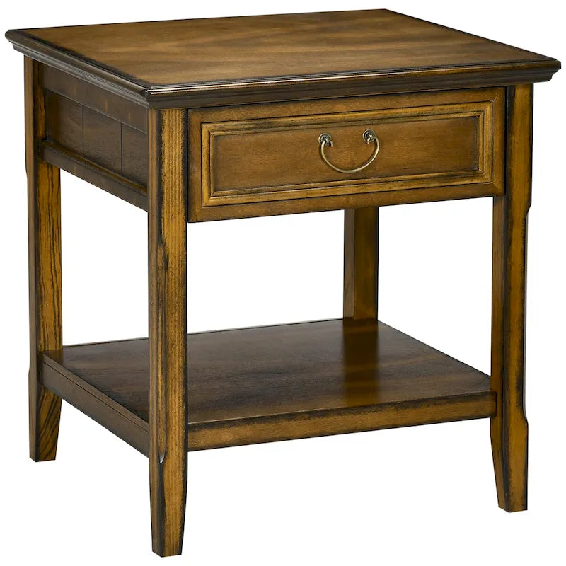 Side Table with Storage, Vintage End Table with Drawer and Open Shelf, Beside Table for Bedroom, Living Room 18