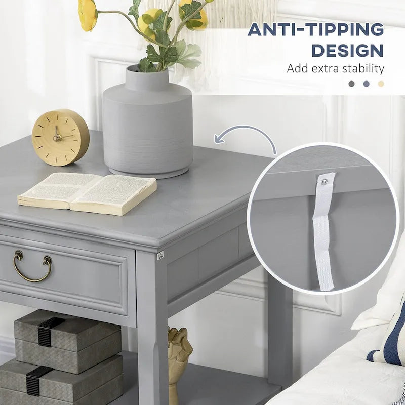 Side Table with Storage, Vintage End Table with Drawer and Open Shelf, Beside Table for Bedroom, Living Room 11