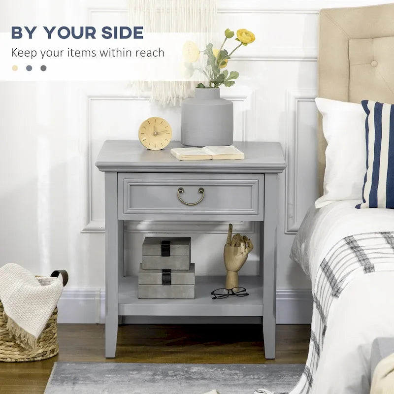 Side Table with Storage, Vintage End Table with Drawer and Open Shelf, Beside Table for Bedroom, Living Room 13