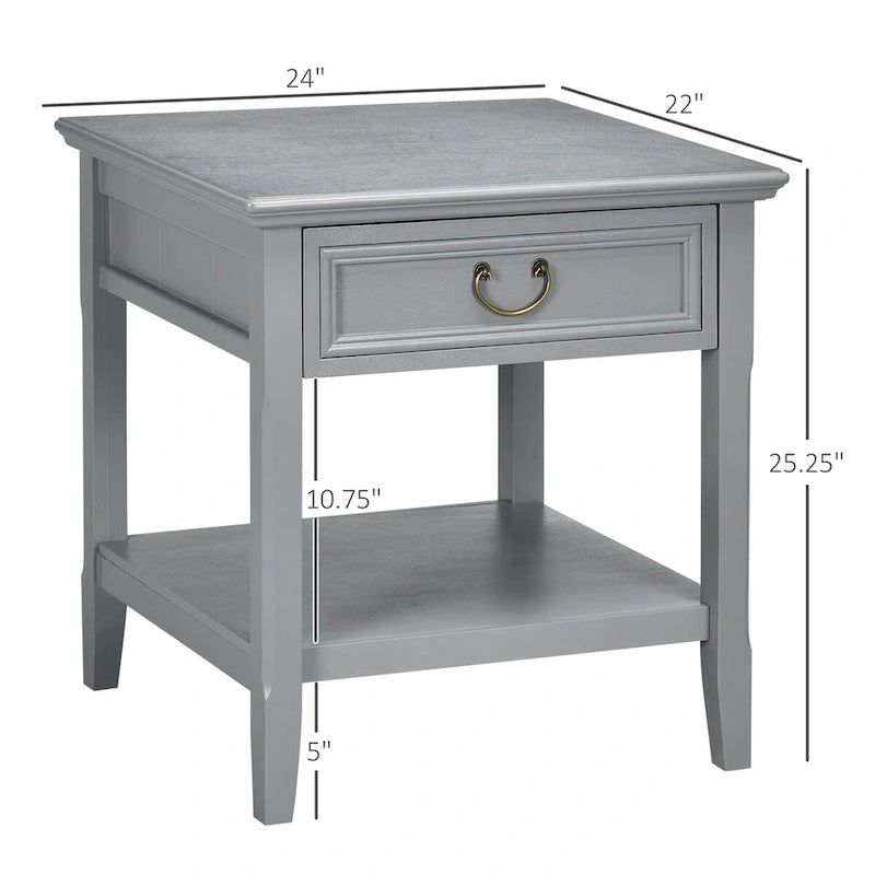 Side Table with Storage, Vintage End Table with Drawer and Open Shelf, Beside Table for Bedroom, Living Room 16
