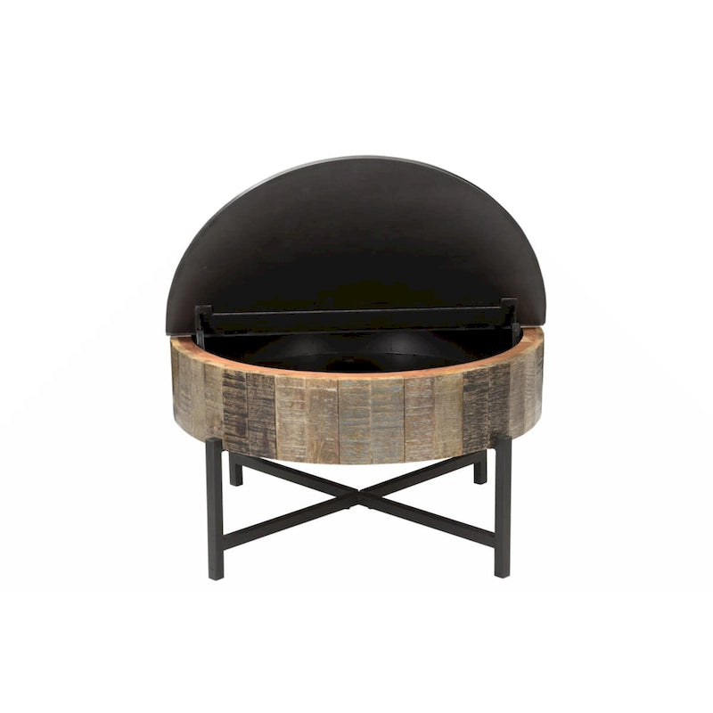 Round Storage Coffee Table Rustic Vintage 3