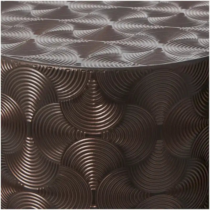 Metal Abstract Tall Slim Pedestal Table with Grooved Shell or Hammered Design - Set of 4 Brown - Roche River Decor 4