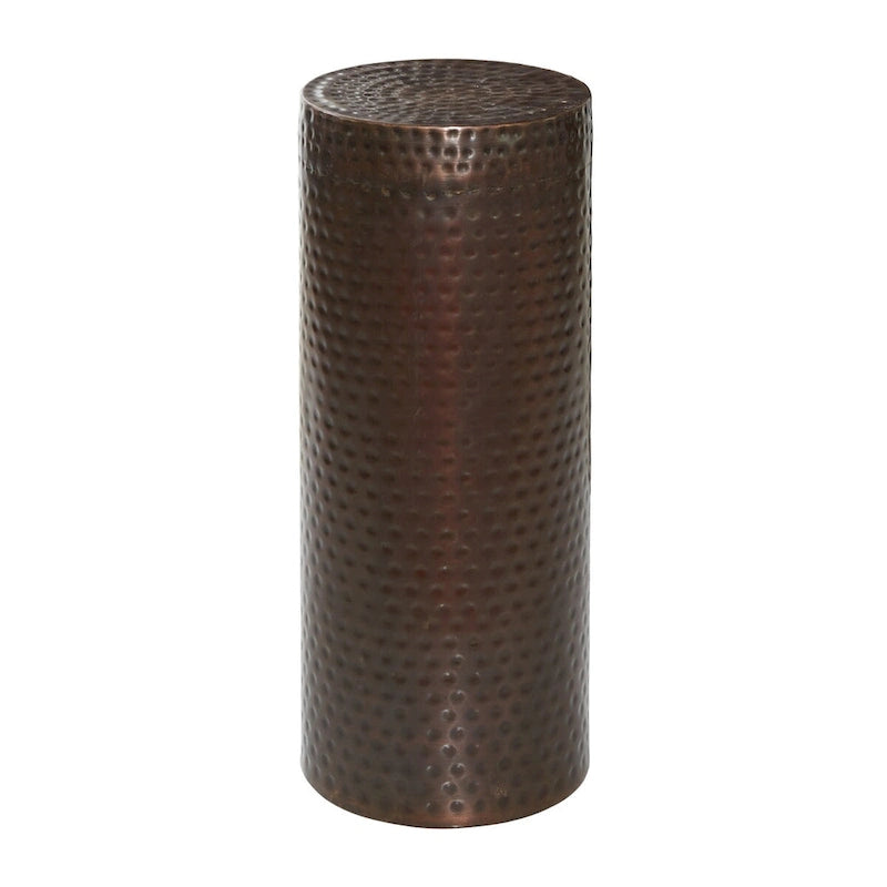 Metal Abstract Tall Slim Pedestal Table with Grooved Shell or Hammered Design - Set of 4 Brown - Roche River Decor 9