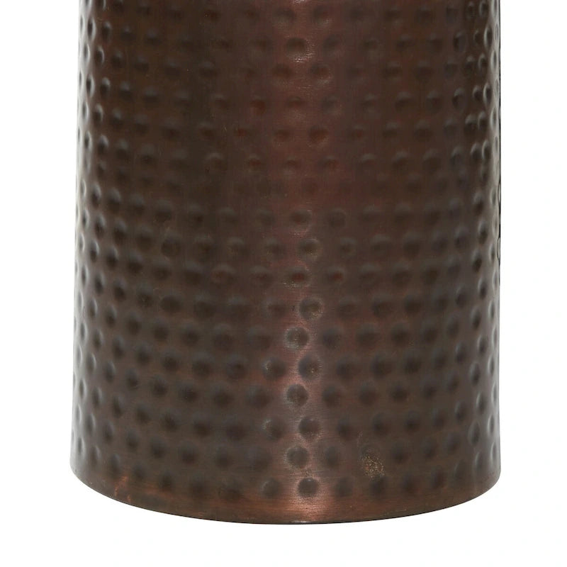Metal Abstract Tall Slim Pedestal Table with Grooved Shell or Hammered Design - Set of 4 Brown - Roche River Decor 10