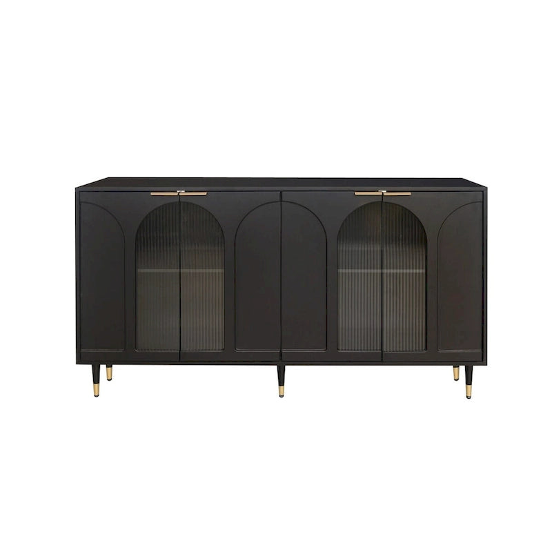 Wooden Accent Cabinet with 4 Glass Doors 7