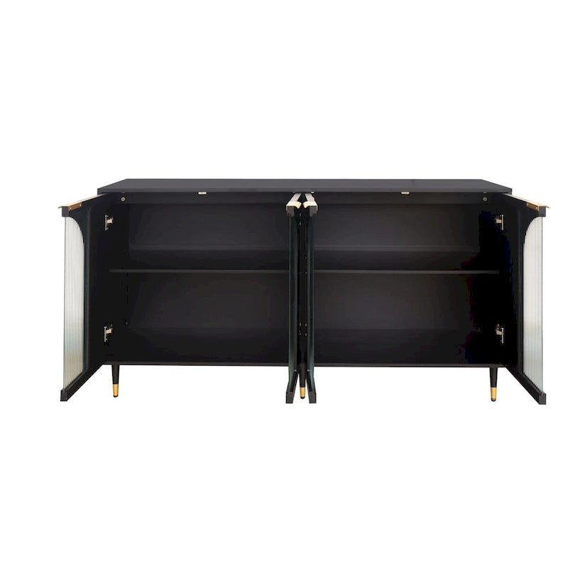 Wooden Accent Cabinet with 4 Glass Doors 8
