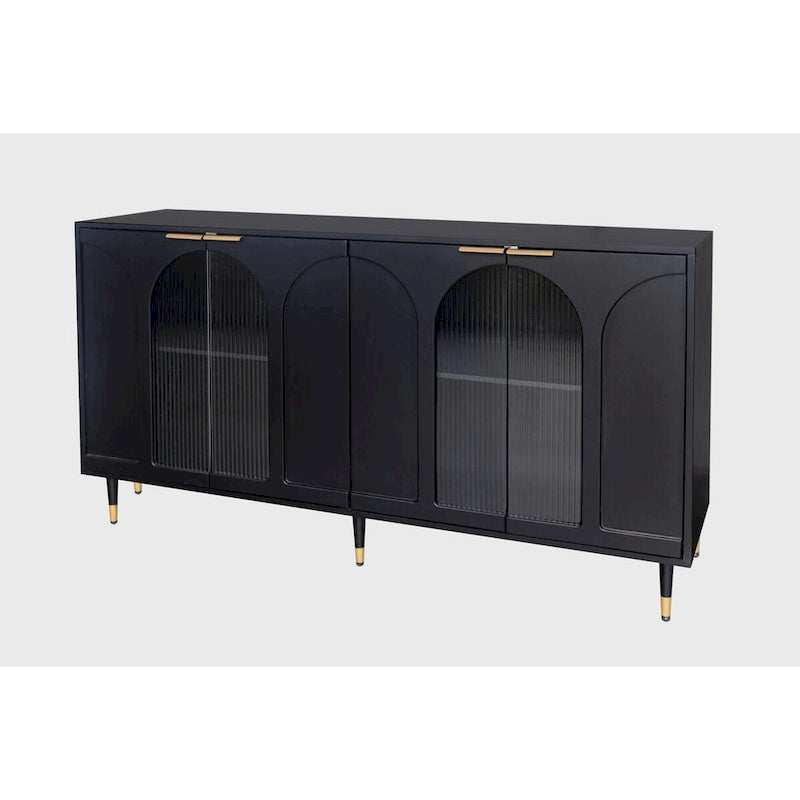 Wooden Accent Cabinet with 4 Glass Doors 11