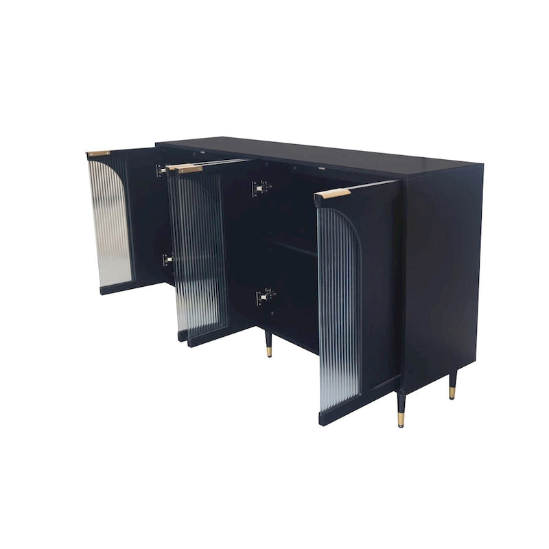 Wooden Accent Cabinet with 4 Glass Doors 12
