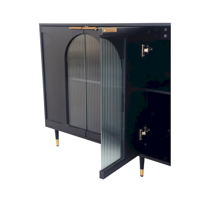 Wooden Accent Cabinet with 4 Glass Doors 14