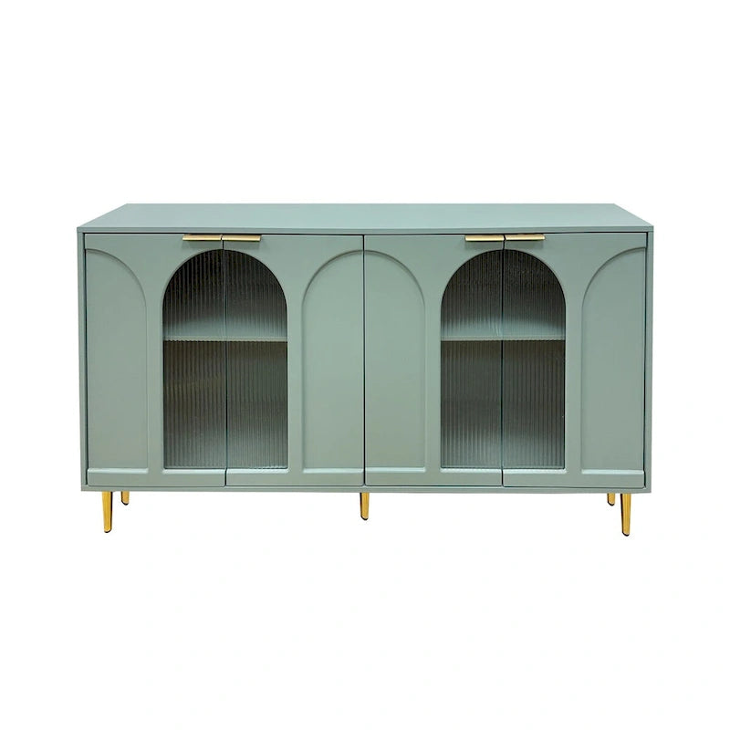 Wooden Accent Cabinet with 4 Glass Doors 17