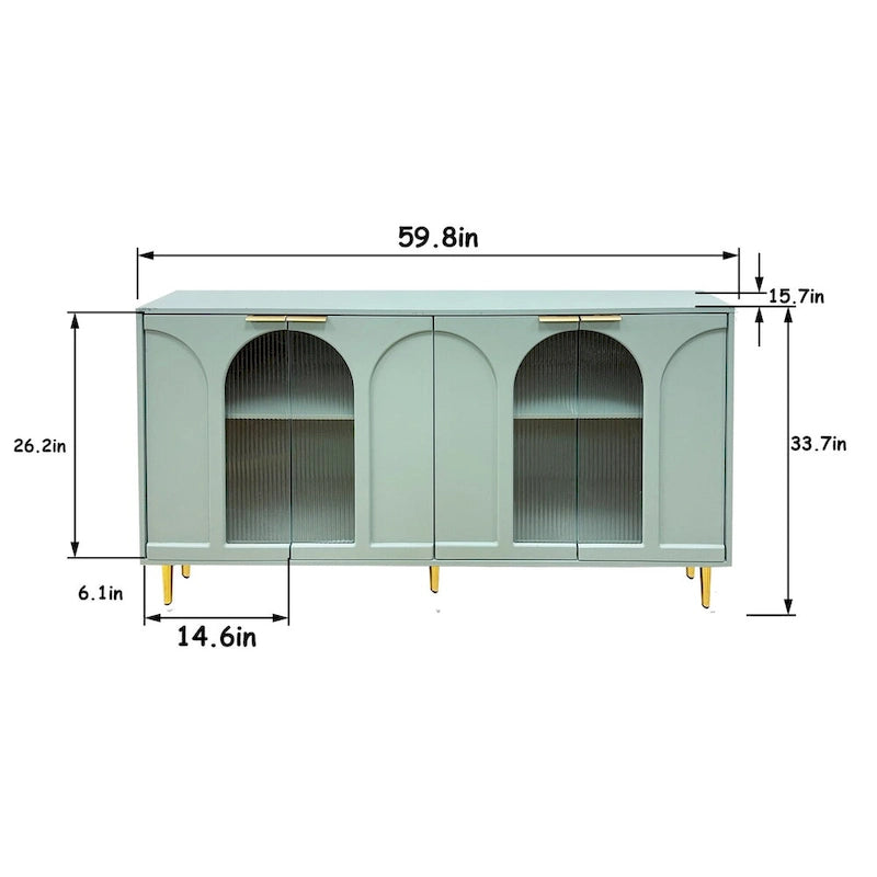 Wooden Accent Cabinet with 4 Glass Doors 18