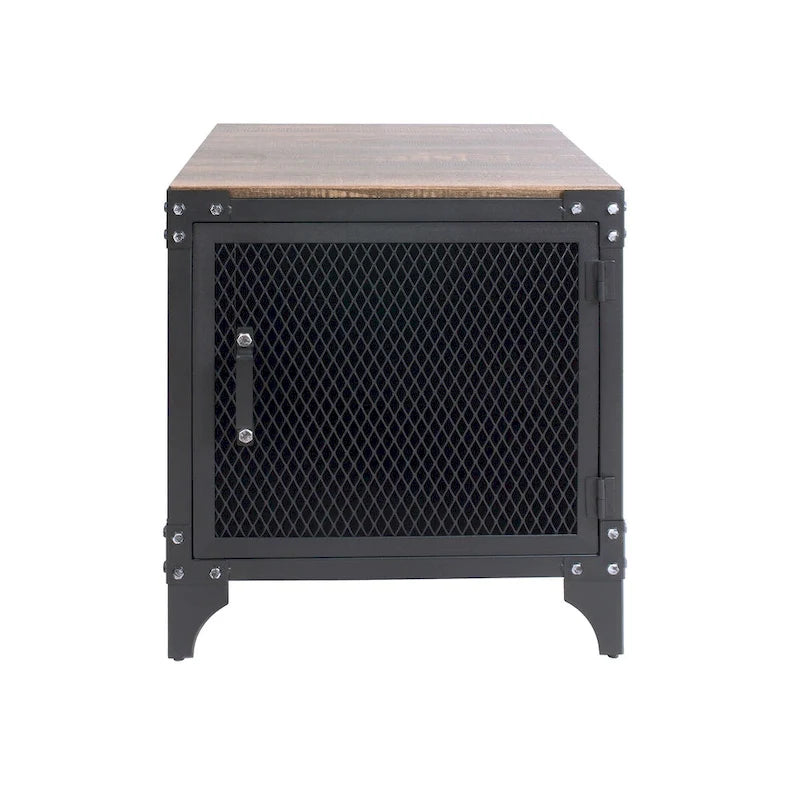 Conner Rustic Dark Walnut Steel 2-Piece Storage Coffee and End Table Set by Furniture of America 10