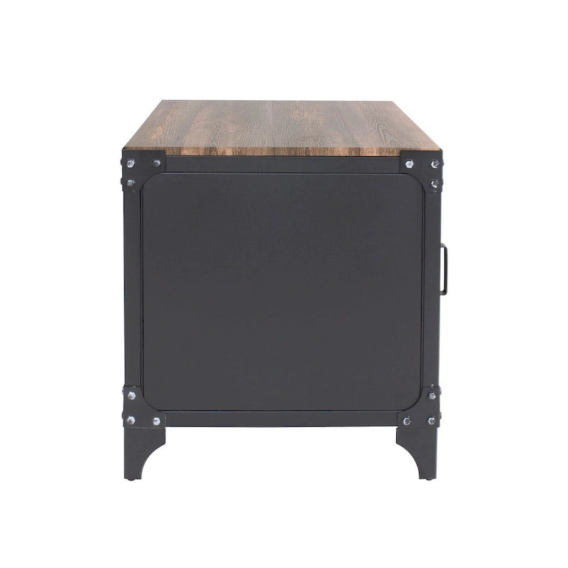 Conner Rustic Dark Walnut Steel 2-Piece Storage Coffee and End Table Set by Furniture of America 11