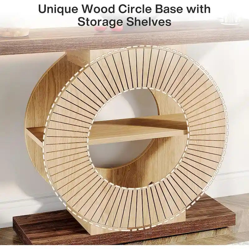 Farmhouse Console Table Wood Entry Table with Storage Shelves for Living Room 3