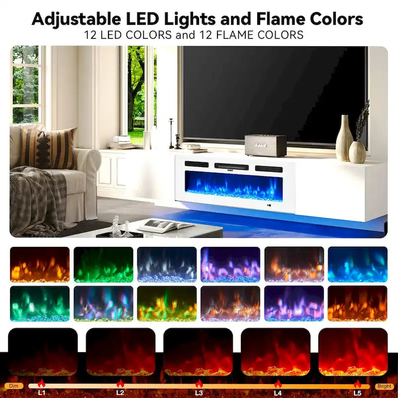Floating TV Stand with 36 Electric Fireplace 3