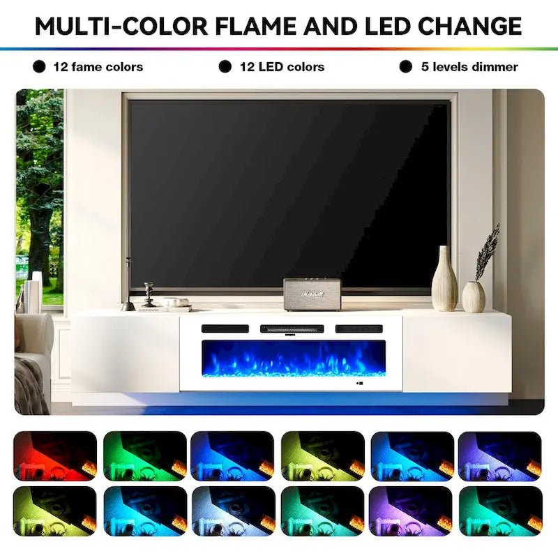 Floating TV Stand with 36 Electric Fireplace 4