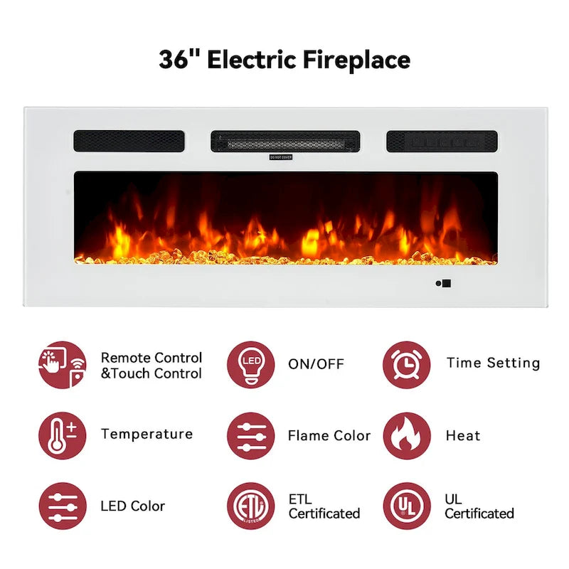 Floating TV Stand with 36 Electric Fireplace 7