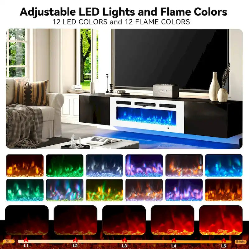 Floating TV Stand with 36 Electric Fireplace 8