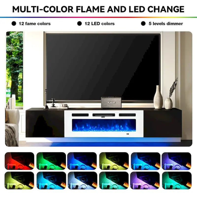 Floating TV Stand with 36 Electric Fireplace 9