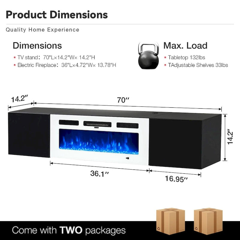 Floating TV Stand with 36 Electric Fireplace 10