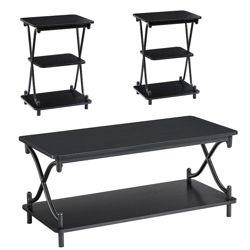 Javlergo Modern 3 Piece Coffee Table Set for Living Room Includes Wood Coffee Table and End Table Set of 2 29