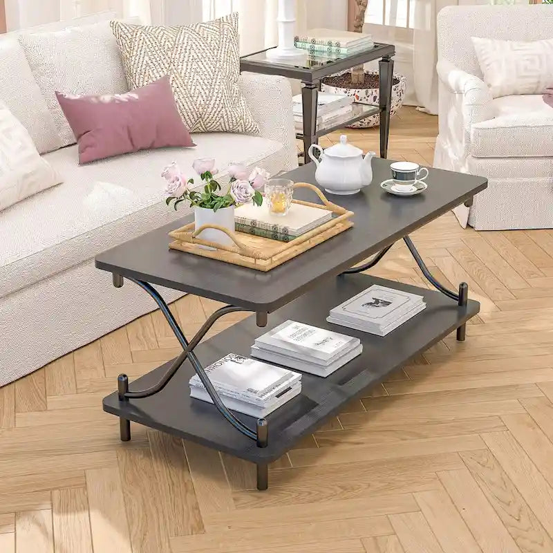 Javlergo Modern 3 Piece Coffee Table Set for Living Room Includes Wood Coffee Table and End Table Set of 2 4