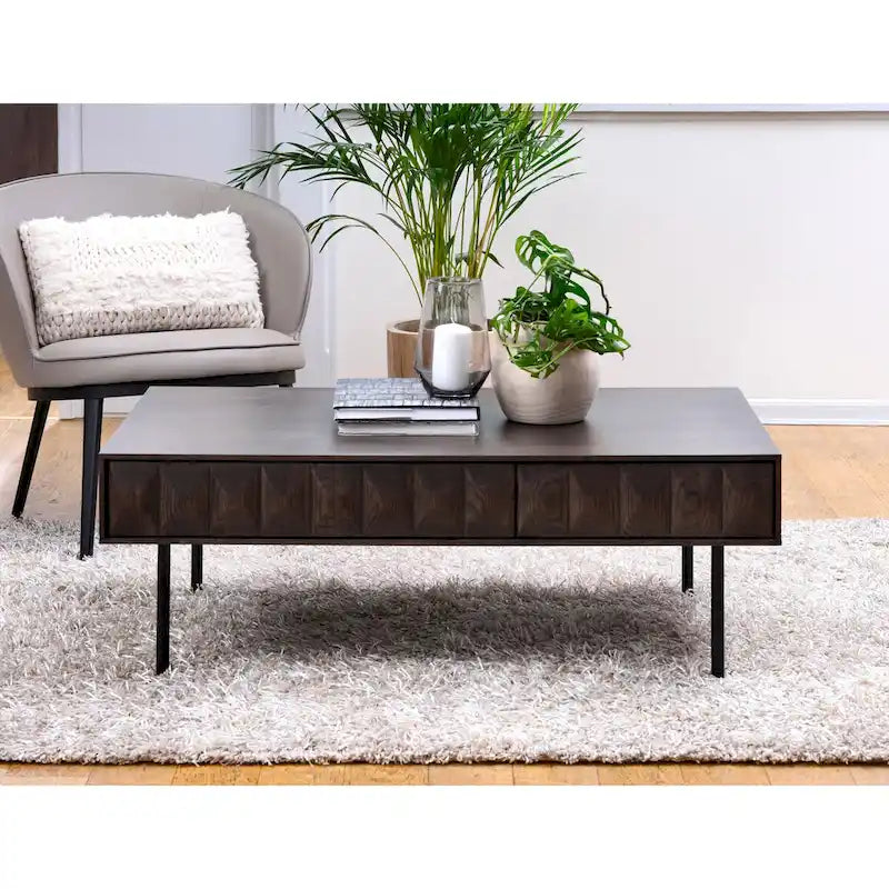 Rye Studio Modern 46 Wide 2-Drawer Coffee Table, Espresso Oak - 28W x 46L x 16.5H 4