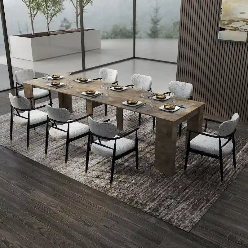 Multifunctional Extendable Rectangular Console Dining Table for 4-8 People 7