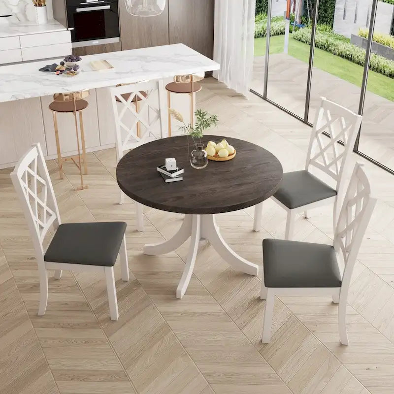 Set da pranzo rotondo da 5 pezzi con sedie imbottite 15