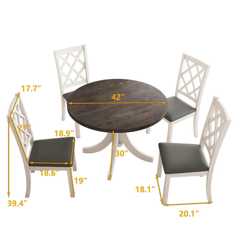 Set da pranzo rotondo da 5 pezzi con sedie imbottite 3
