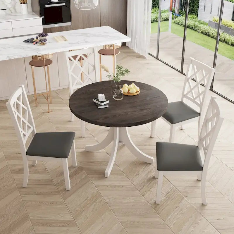 Set da pranzo rotondo da 5 pezzi con sedie imbottite 4