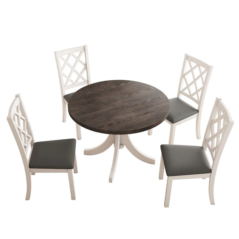 Set da pranzo rotondo da 5 pezzi con sedie imbottite 5