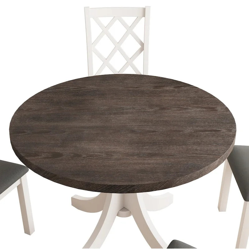 Set da pranzo rotondo da 5 pezzi con sedie imbottite 6