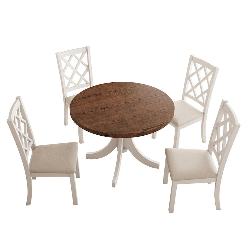 Set da pranzo rotondo da 5 pezzi con sedie imbottite 10