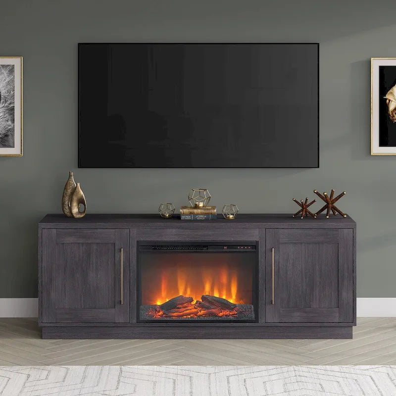 Tillman Rectangular TV Stand with Log Fireplace for TV's up to 75 30