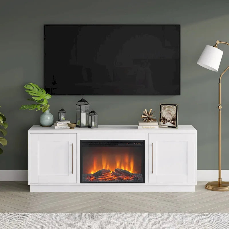 Tillman Rectangular TV Stand with Log Fireplace for TV's up to 75
