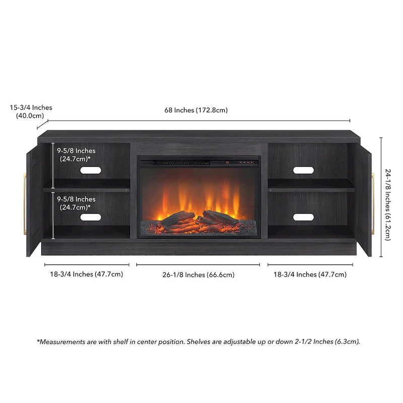 Tillman Rectangular TV Stand with Log Fireplace for TV's up to 75 26