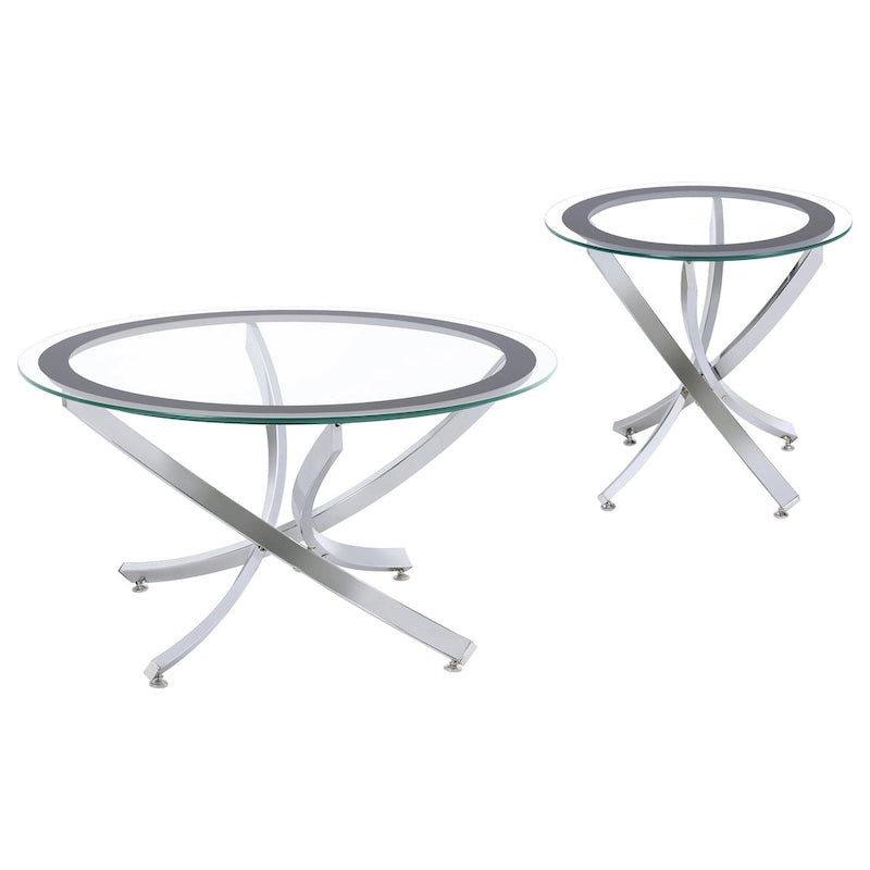 Brooke Round Glass Top Coffee Table Set