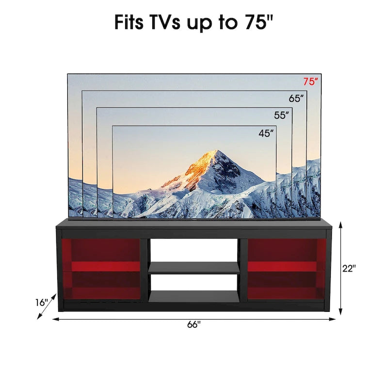 66 Modern RGB LED TV Stand Console Table for TV's up to 75 5