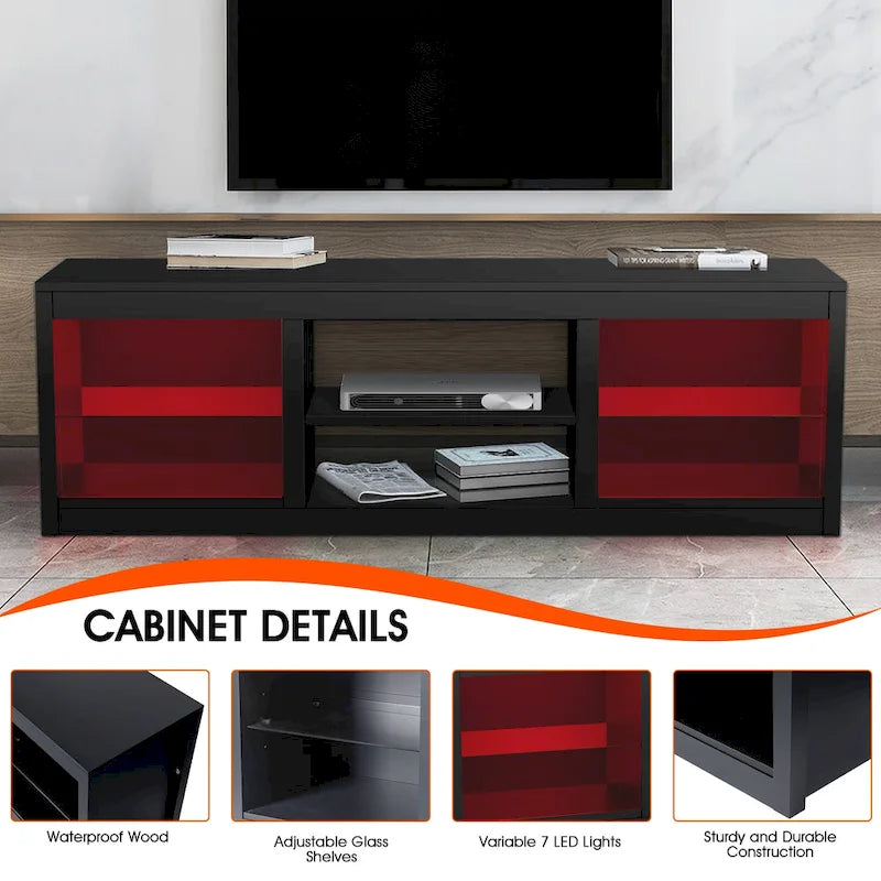 66 Modern RGB LED TV Stand Console Table for TV's up to 75 7
