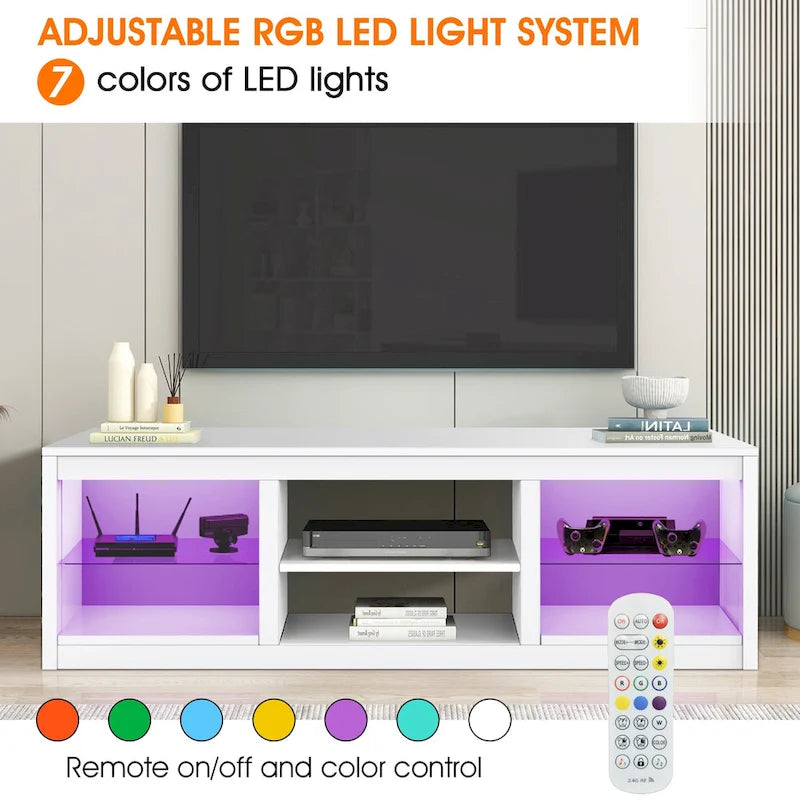 66 Modern RGB LED TV Stand Console Table for TV's up to 75 16