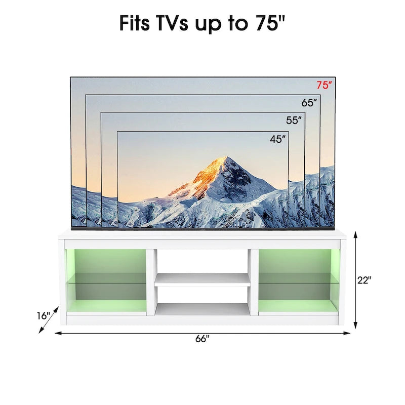 66 Modern RGB LED TV Stand Console Table for TV's up to 75 19