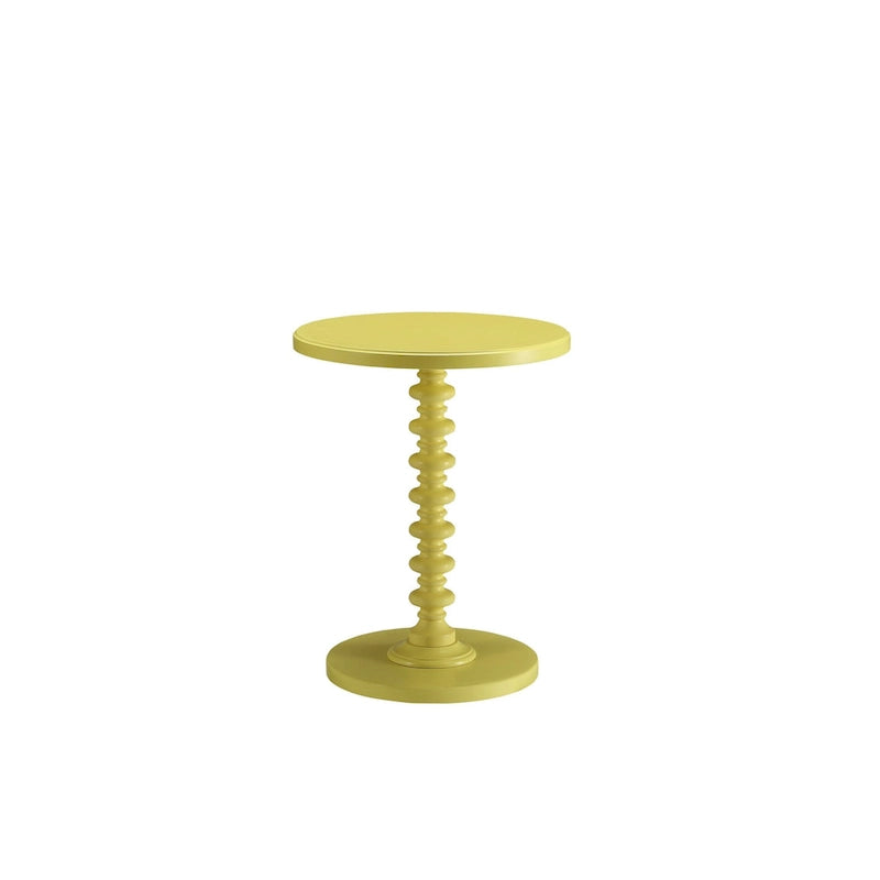 HomeRoots 22 Yellow Wood Round Pedestal End Table - 17