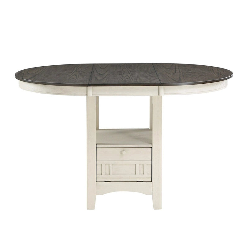 Tavolo altezza bancone allungabile Glee 42-60 pollici, Bianco Antico e Marrone
