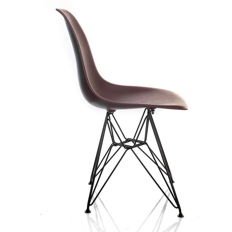 Nature Series Brown Wood Grain DSR Mid-Century Modern Dining Accent Side Chair with Black Eiffel Steel Leg 2
