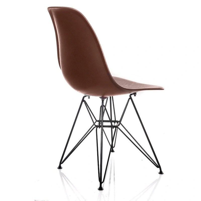 Nature Series Brown Wood Grain DSR Mid-Century Modern Dining Accent Side Chair with Black Eiffel Steel Leg 3