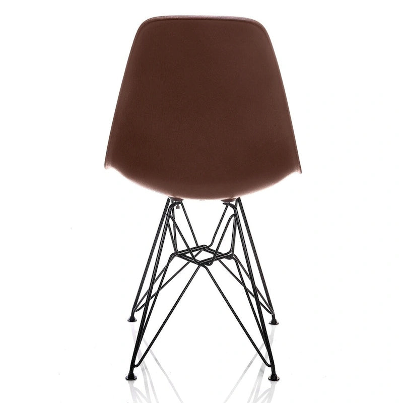 Nature Series Brown Wood Grain DSR Mid-Century Modern Dining Accent Side Chair with Black Eiffel Steel Leg 4