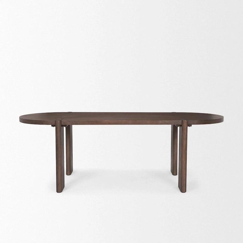 Sohan Dark Elm Wood Oval Dining Table - 91.0L x 38.0W x 30.0H