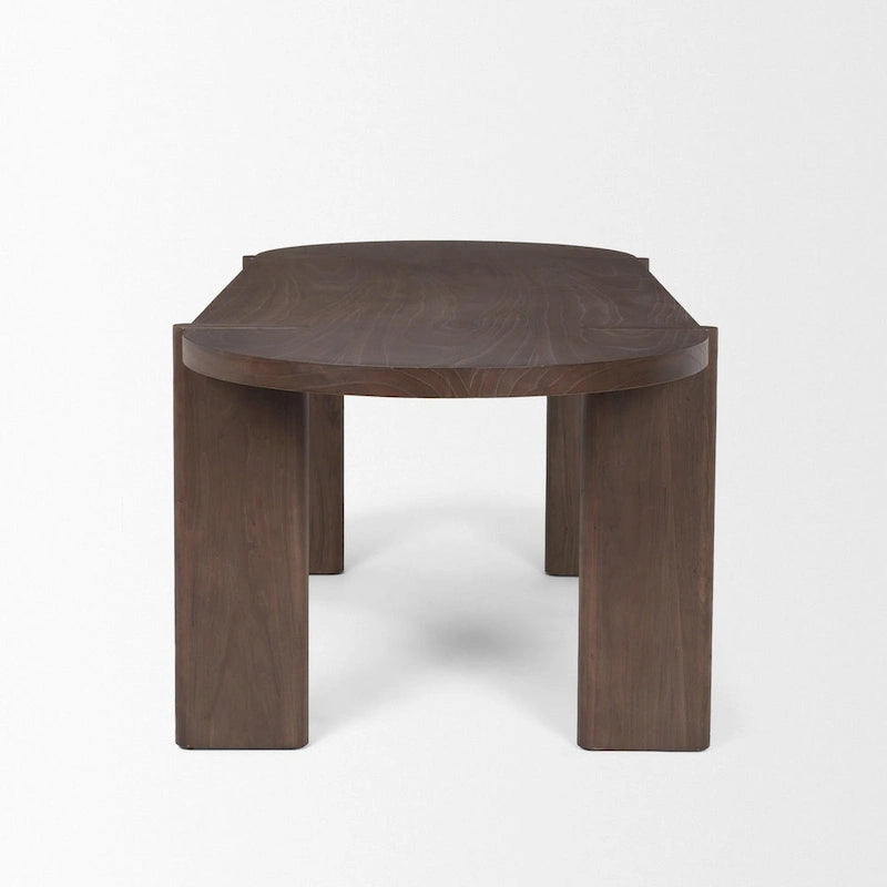 Sohan Dark Elm Wood Oval Dining Table - 91.0L x 38.0W x 30.0H 3