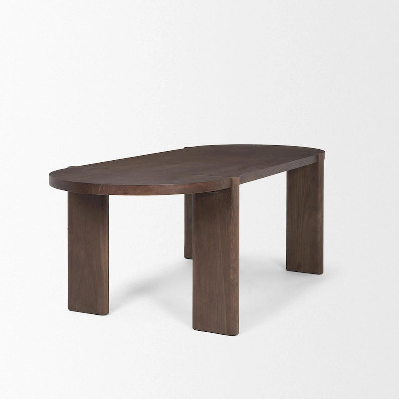 Sohan Dark Elm Wood Oval Dining Table - 91.0L x 38.0W x 30.0H 4